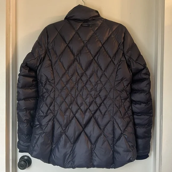 Athleta Navy Blue Puffer Jacket Size M Medium Rose Gold Zipper - Picture 8 of 9